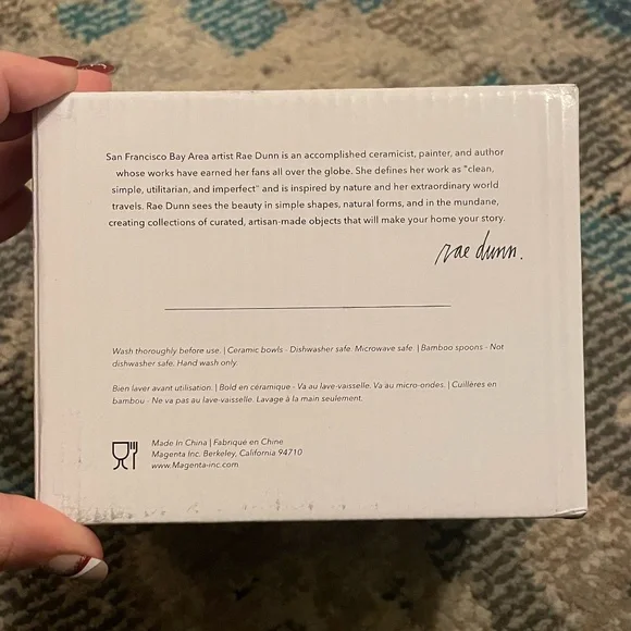 Rae Dunn Salsa and Guac Ceramic Serving Bowl Set with 2 Bamboo Spoons - Picture 12 of 13